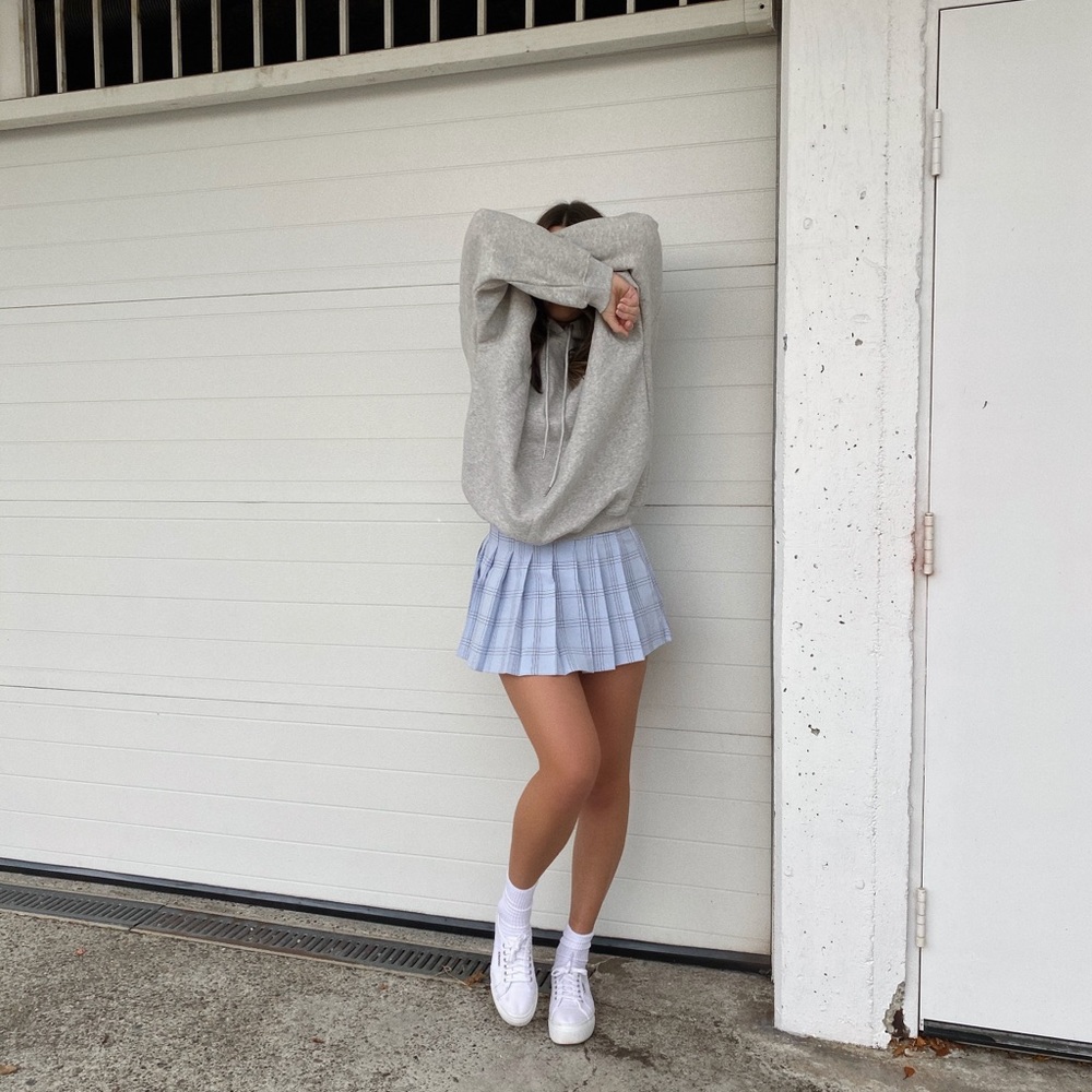 Princess Polly blue plaid pleated mini skirt